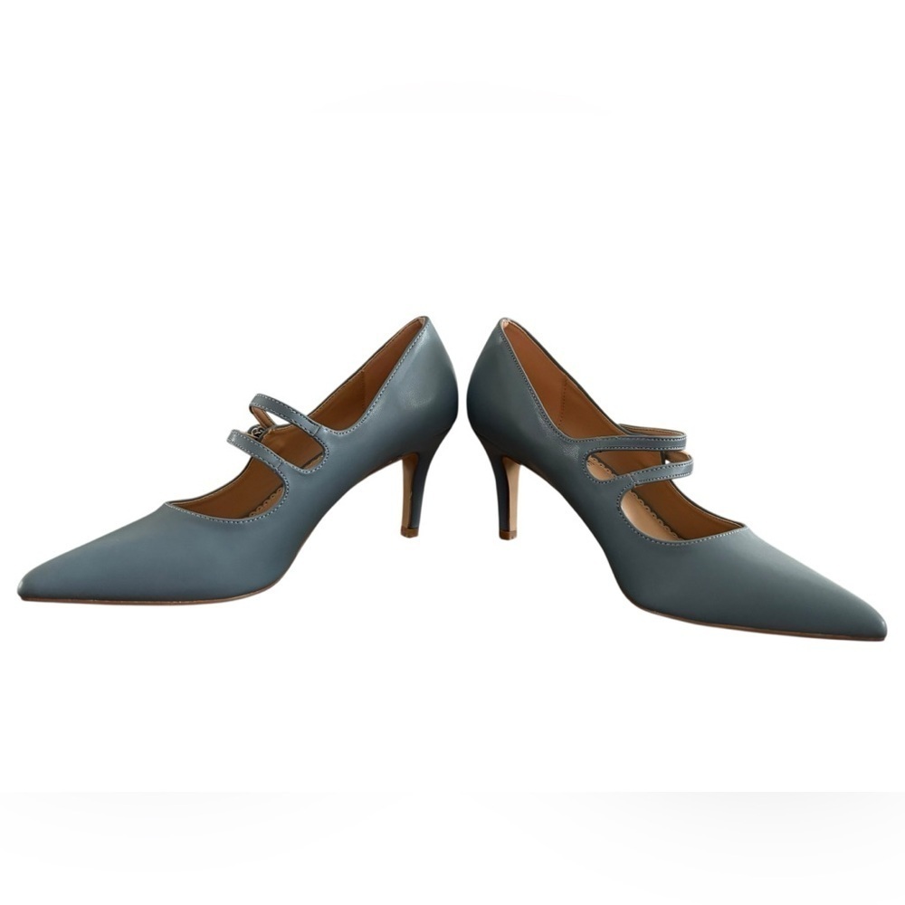 Journee Collection Pointed-Toe Blue Mary Jane Heels - Picture 2 of 11